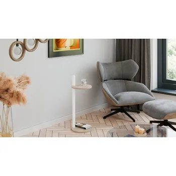 Toaletní stolek Pomocný stolek Claro kulatý průměr 30 cm - různé barvy na výběr - Dub Sonoma, Bílý Mat