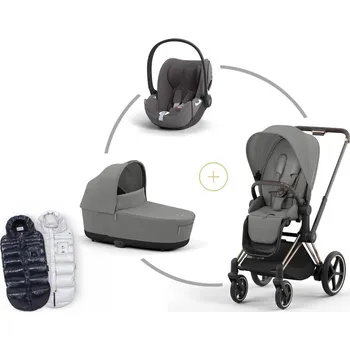 Kočárek Cybex ePRIAM set podvozek + korba + potah sezení + Cloud T Plus Mirage Grey + DÁREK FUSAK CYBEX Arctic ZDARMA