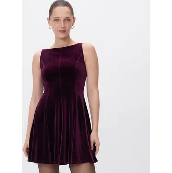 Dámské šaty Reserved - Velurové šaty - tmavě fialová - 942GA-49X - 942GA-49X-XL