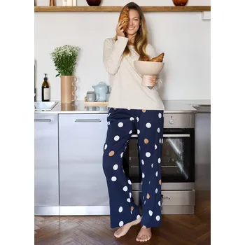 Pánské pyžamo Mefemi Oceane pyžamo PW85 long/r S-2XL béžovo-zelená S