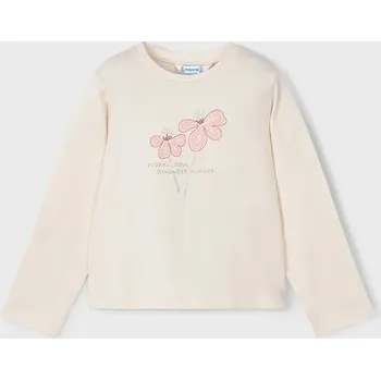 Bavlněné tričko s dlouhým rukávem Mayoral 178.6K.Mini.9BYA béžová 01X, vel. 122