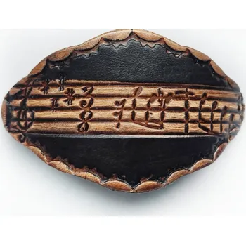 Kožená spona do vlasů s partiturou - 6 cm Barva: Tmavě hnědá