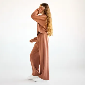 Dětská móda Reserved - Kalhoty wide leg - kávová - 259GX-84X - 259GX-84X-U12