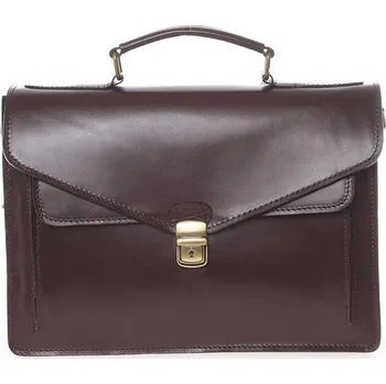 Pánská aktovka Luxusní tmavě hnědá kožená aktovka ItalY Kevin hnědá
