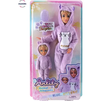 Panenka Mamido Panenka mamika s dcerou v oveveralu fialová