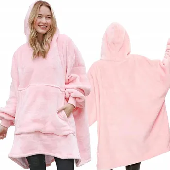 Pánská mikina MIKINOVÁ DEKA VELKÁ MIKINA DEKA MIKINA S KAPUCÍ ŽUPAN RŮŽOVÁ, VELKÁ