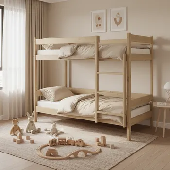 Postel Elvisia Dřevěná patrová postel SAM s roštem | borovice 90 x 200 cm