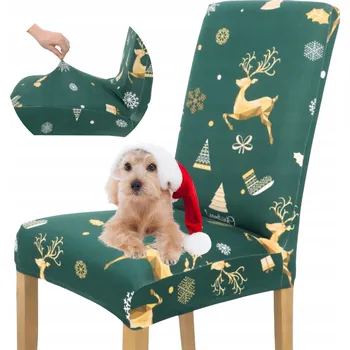 Potah na židli VÁNOČNÍ POTAH NA ŽIDLI SVÁTEČNÍ DEKORACE ELASTICKÝ OZDOBNÝ POTAH