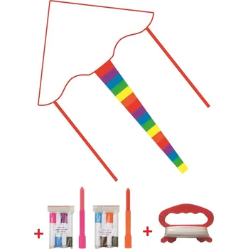 Létající drak ANDĚL Drak Šipka k vymalování 100 x 50 cm + ocas, včetně barev a 30 m šňůry