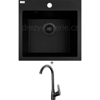 Granitový dřez Granitový dřez SET Laveo ALENA černá edice + Deante NEO BORO BMO N62M černá matná