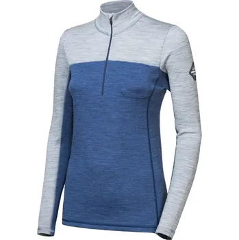 SENSOR MERINO BOLD dámské triko dl.rukáv zip cool blue/cool gray tričko
