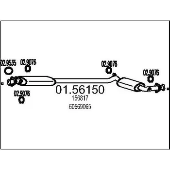 Výfukový systém Stredni tlumic vyfuku MTS 01.56150