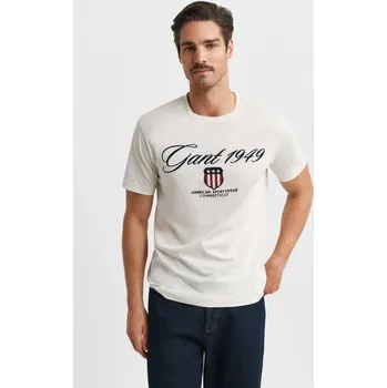 Pánské tričko TRIČKO GANT GRAPHIC SS T-SHIRT CREAM