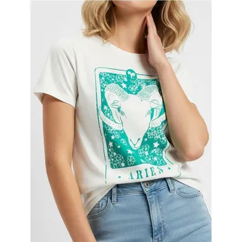 Dámské oblečení Sinsay - Bavlněná košilka s potiskem - bílá - 8131J-00C - 8131J-00C-S