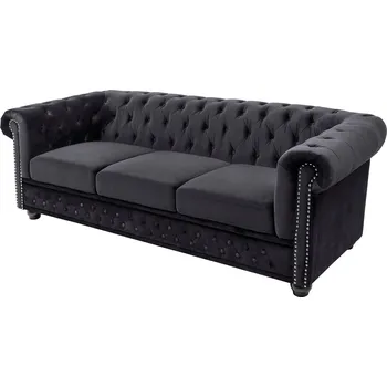 Pohovka Pohovka CHESTERFIELD 3M 205 CM černá samet
