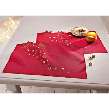 Vánoční dekorace Prostírání Hvězdy, sada 2 ks červená