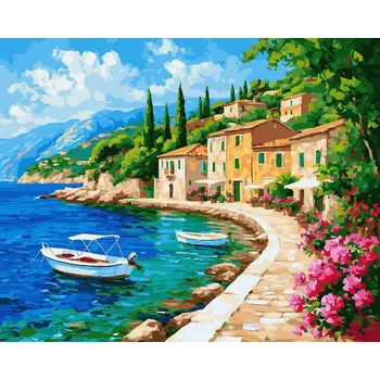 Malování podle čísel iPicasso 40x50 cm na rámu Smaragdový proud