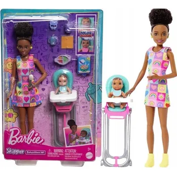 Panenka BARBIE SKIPPER PANENKA + ŽIDLE S MIMINKY HTK34