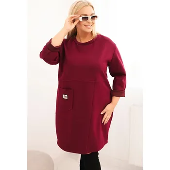 Dámské šaty Kesi Dámské šaty 1965 Plus Size s kapsou a 3/4 rukávem Barva: Fialová, Velikost: UNI