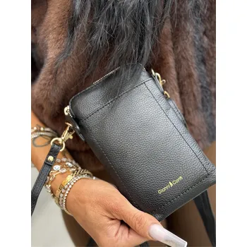 Kabelka Gianni Conti slim kožené pouzdro na mobil černé 4315304 black