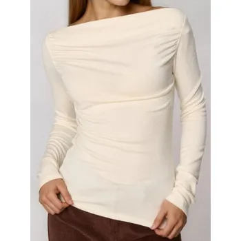 Dámská móda Sinsay - Nabíraná halenka - béžová - 593EU-02X - 593EU-02X-XL