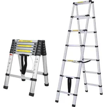 Žebřík MXM Teleskopické skládací štafle - 2m+2m, hliníkové