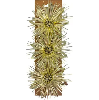 Dárková taška Rozeta dárková samolepicí květy zlaté 11,5 x 5 x 11,5 cm, 3 ks