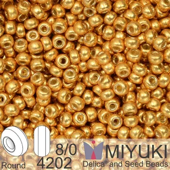 Korálek Korálky Miyuki Round 8/0. Barva 4202 Duracoat Galvanized Gold . Balení 5g