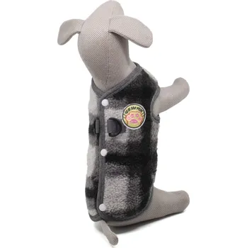 Obleček pro psa Vsepropejska Greyson károvaná mikina pro psa Barva: Šedá, Délka zad (cm): 21, Obvod hrudníku: 32 - 36 cm