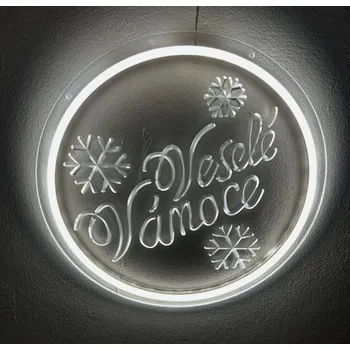 Vánoční ozdoba Vánoční LED neonová dekorace - Veselé Vánoce Vánoční osvětlení: Studená bílá