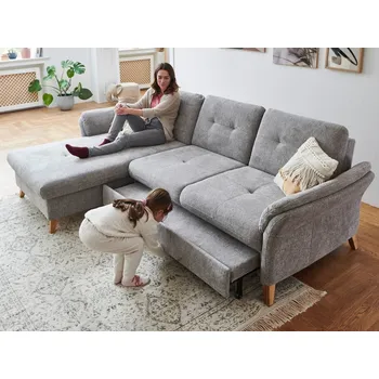 Sedací souprava Rohová sedací souprava s nastavitelnou hloubkou sedáku HEDEN 1 Levý roh - s rozkládáním a s úložným prostorem