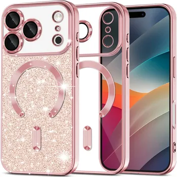 Pouzdro na mobilní telefon Techsuit Luxury Glitter MagSafe pro iPhone 17 Pro Max růžově zlatý