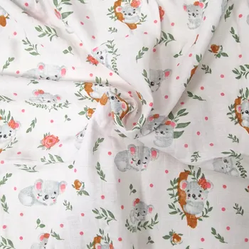 látková plena Prem Tetra Osuška s potiskem bavlna, 90 x 100 cm Květy a koala