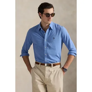 Pánská košile Bavlněná košile Polo Ralph Lauren, XL, modrá, 55D