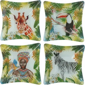 dětský talíř Miska dekor 15x15x5cm sklo 4druhy