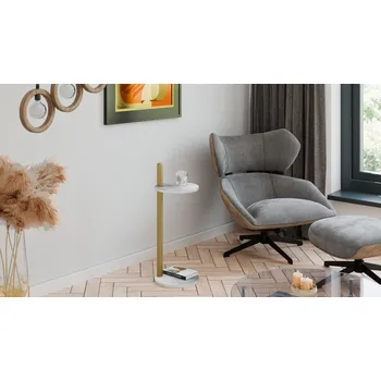 Toaletní stolek Pomocný stolek Claro kulatý průměr 30 cm - různé barvy na výběr - Světlý Beton, Zlatý