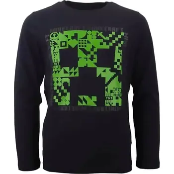 Chlapecké tričko Minecraft tričko Creeper s dlouhým rukávem černé dětské Velikost trička: 8 let (128 cm)
