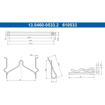 Přislušenství brzdového systému Sada příslušenství, obložení kotoučové brzdy ATE 13.0460-0533.2