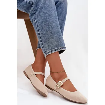 Dámské baleríny Baleríny Adelora s řemínkem a zlatou přezkou Boto krémová 3462833