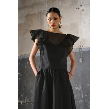 Dámská košile KOŠILE KARL LAGERFELD RUFFLE TOP BLACK