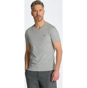 TRIČKO GANT SLIM SHIELD V-NECK T-SHIRT GREY MELANGE