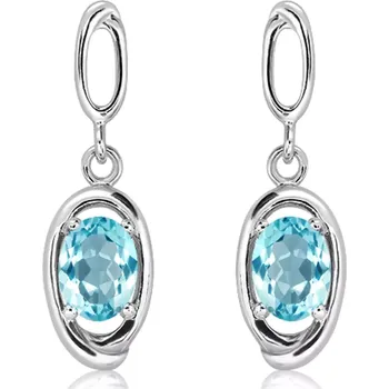 Náušnice Drop Blue Topaz - stříbrné náušnice s modrým topazem