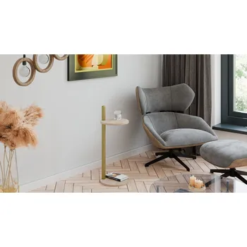 Toaletní stolek Pomocný stolek Claro kulatý průměr 30 cm - různé barvy na výběr - Dub Sonoma, Zlatý