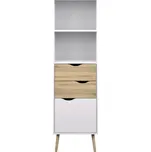 Policový regál Retro II, bílá / dub sonoma