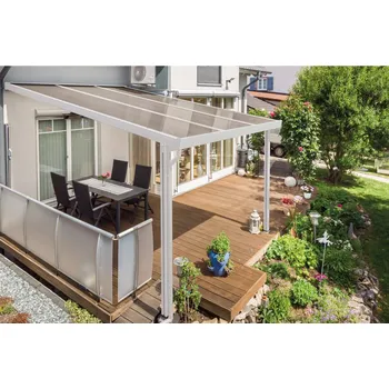 Pergola Gutta Terrassendach Premium - bronzový polykarbonát / bílá konstrukce pergola 9,14 x 3,06 m