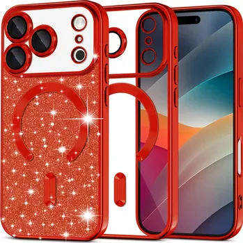 Pouzdro na mobilní telefon Techsuit Luxury Glitter MagSafe pro iPhone 17 Pro Max červený