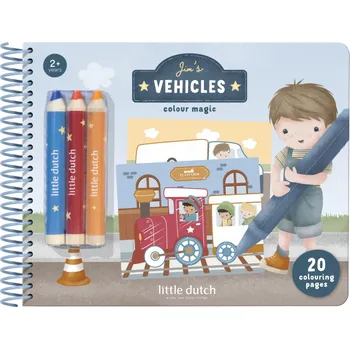 Dřevěná hračka Omalovánky s pastelkami Doprava Jim