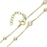 Goldstore Zlatý náramek perly a kuličky Váha: 1.85 g, Délka: 17-20 cm