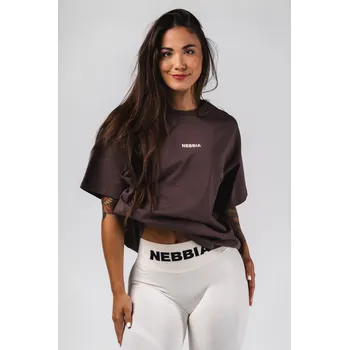 NEBBIA Oversized tričko RESET hnědé L