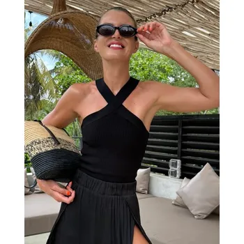 BeChick Černý Bodycon Twist top BeChick ❤